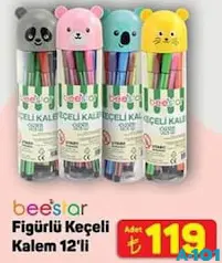 BEESTAR FİGÜRLÜ KEÇELİ KALEM 12'Lİ fiyat ve kampanya bilgisi